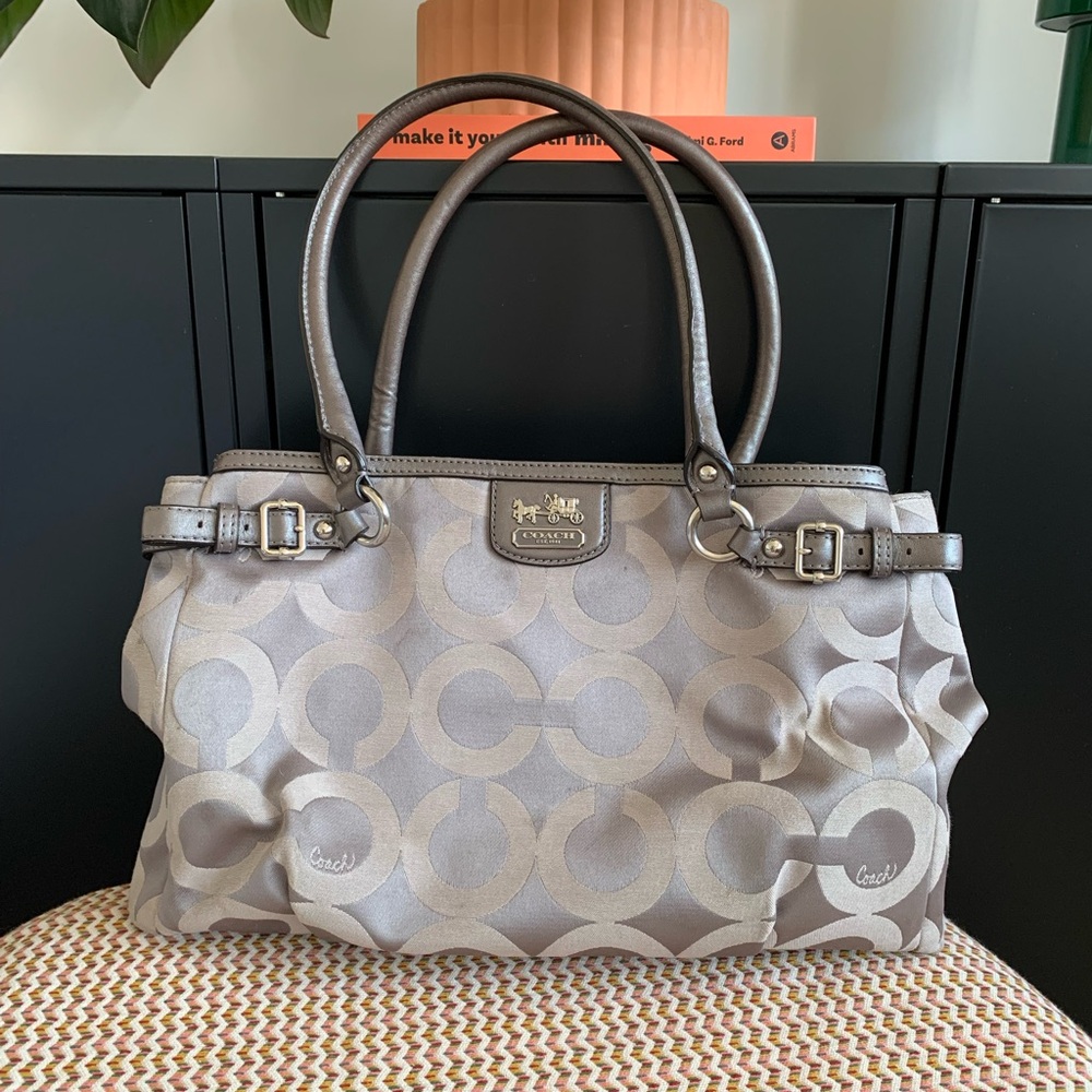 Coach Madison Bag Op Art Dark Grey/Brown Signature C